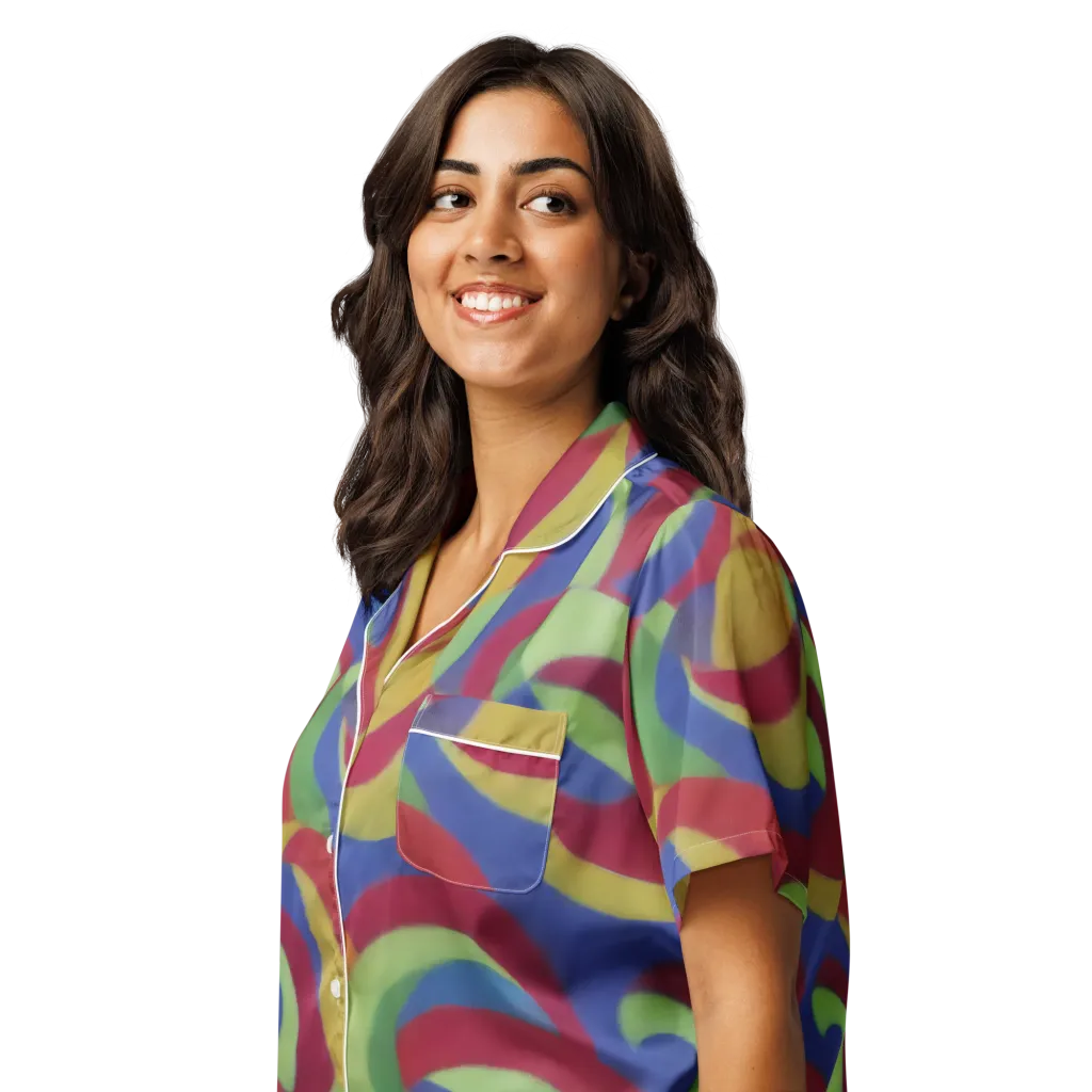 Chromatic Carousel on Women's Short Sleeve Pajama Top — Left Front