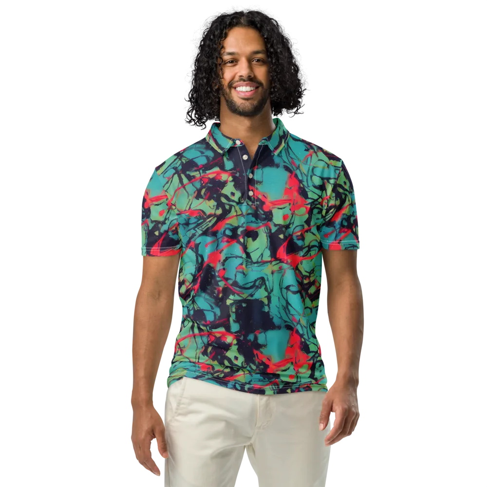 Ink Afterglow on Men's Slim Fit Polo Shirt — Front