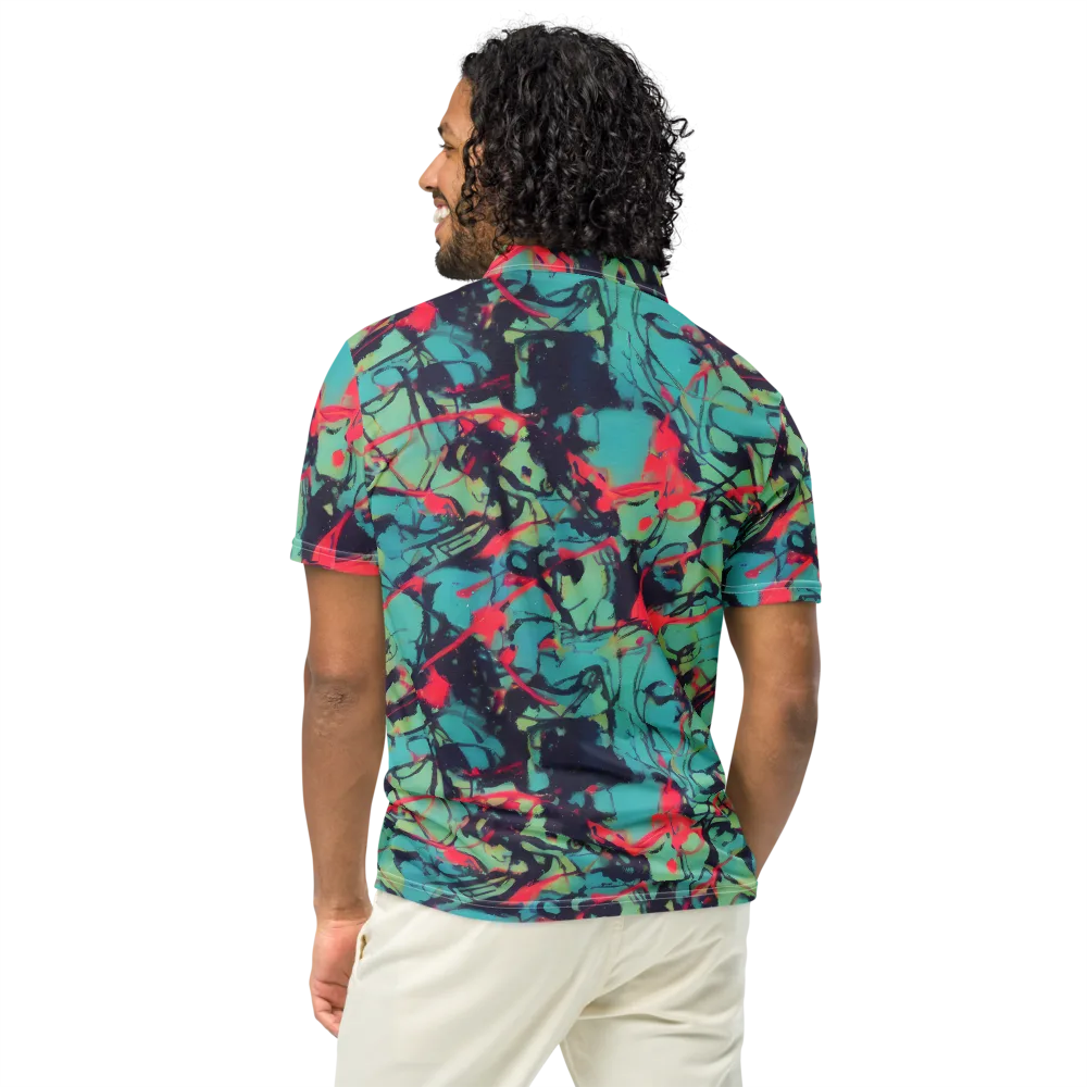Ink Afterglow on Men's Slim Fit Polo Shirt — Back
