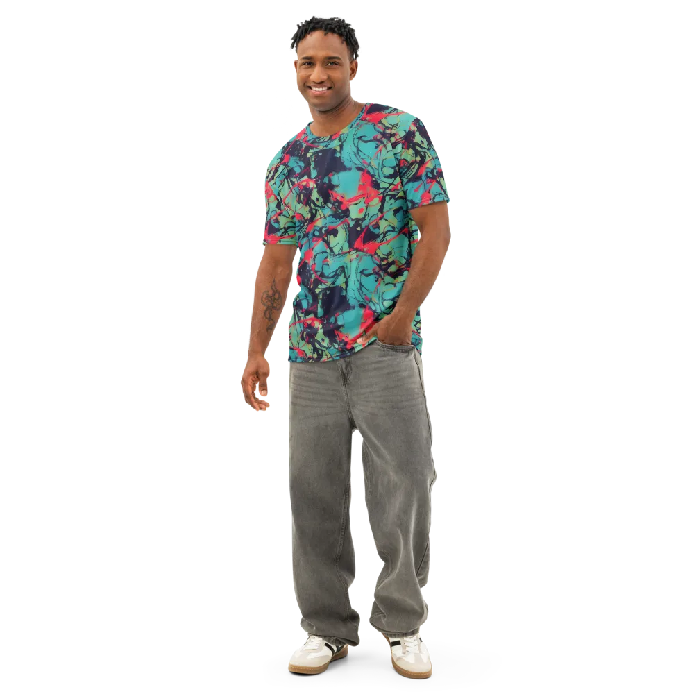 Ink Afterglow on Men's Cotton Crew Neck T-Shirt — Front