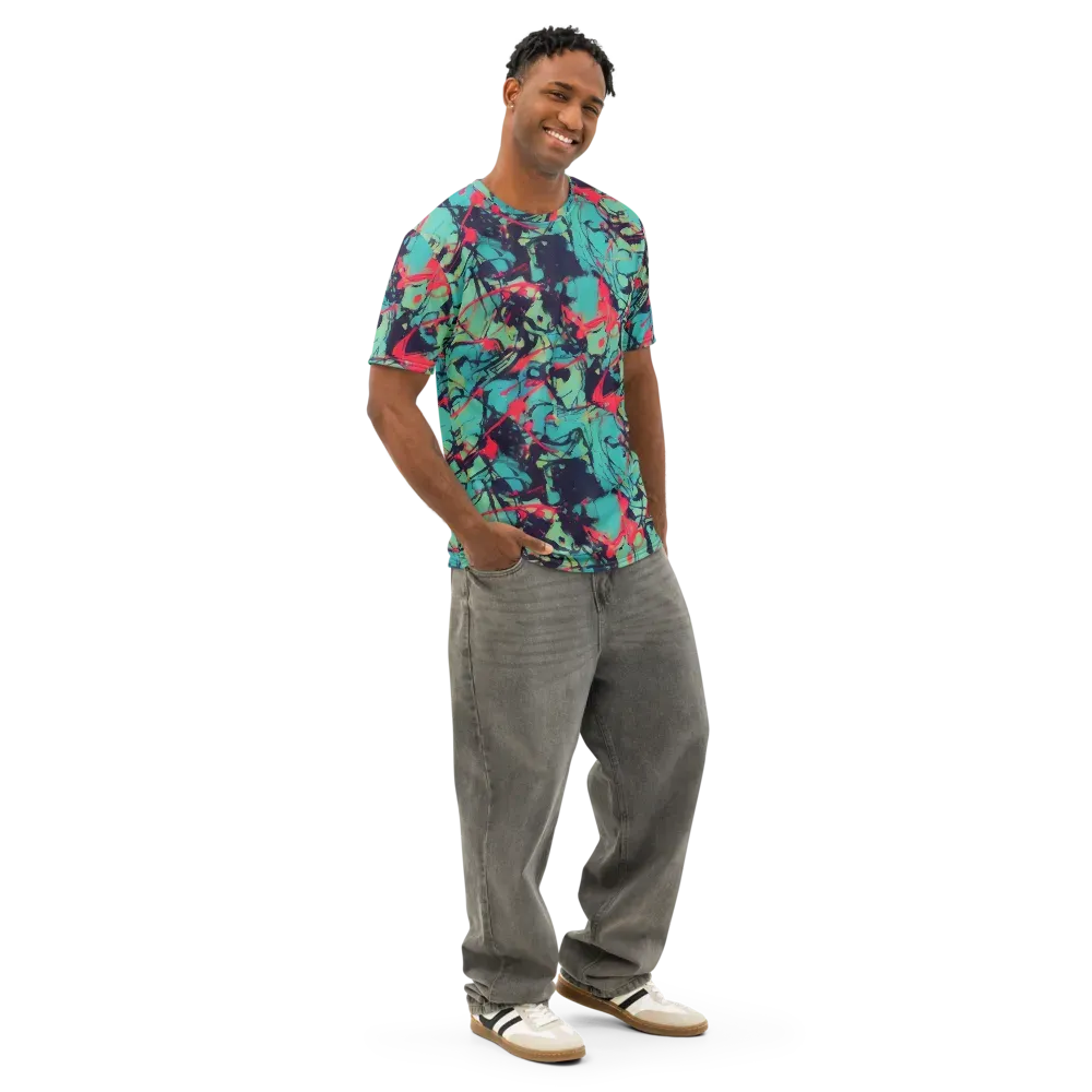 Ink Afterglow on Men's Cotton Crew Neck T-Shirt — Right Front