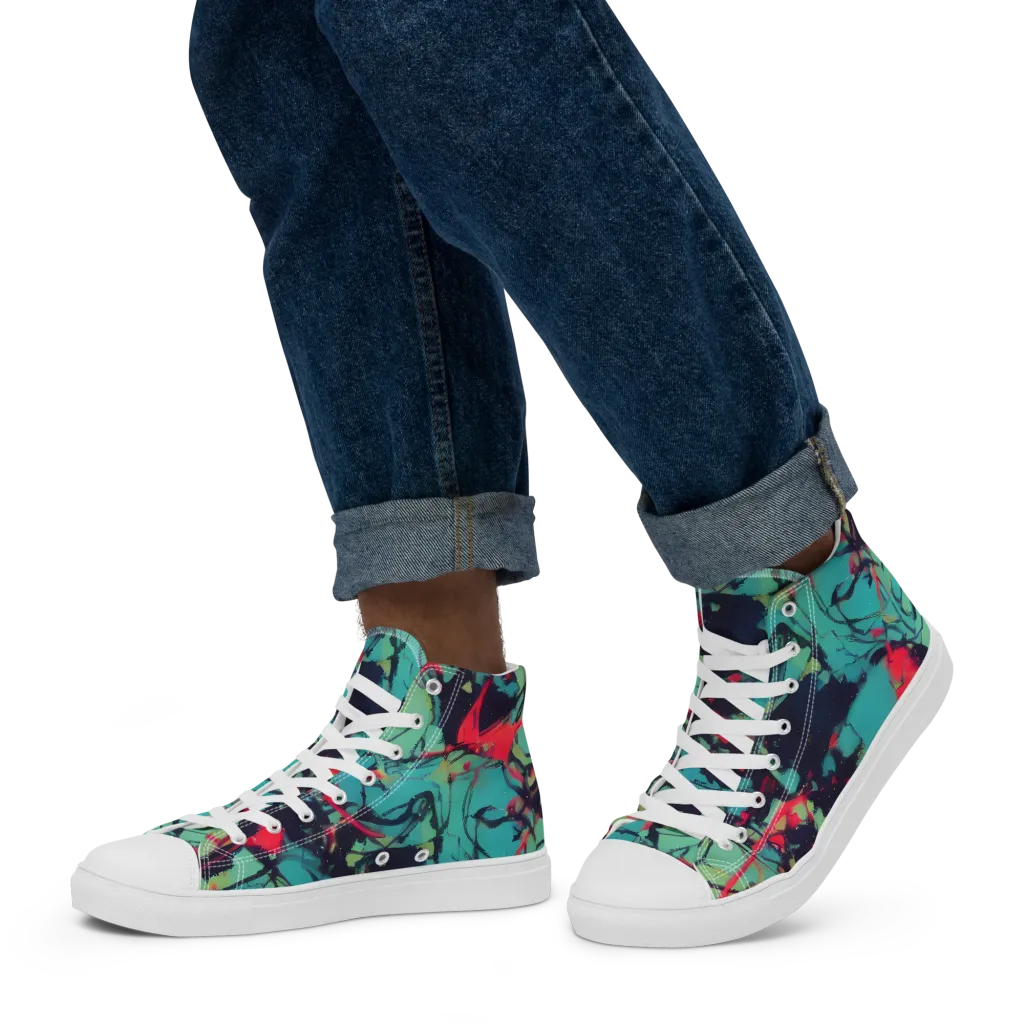 Ink Afterglow on Men's High Top Canvas Shoes — Left