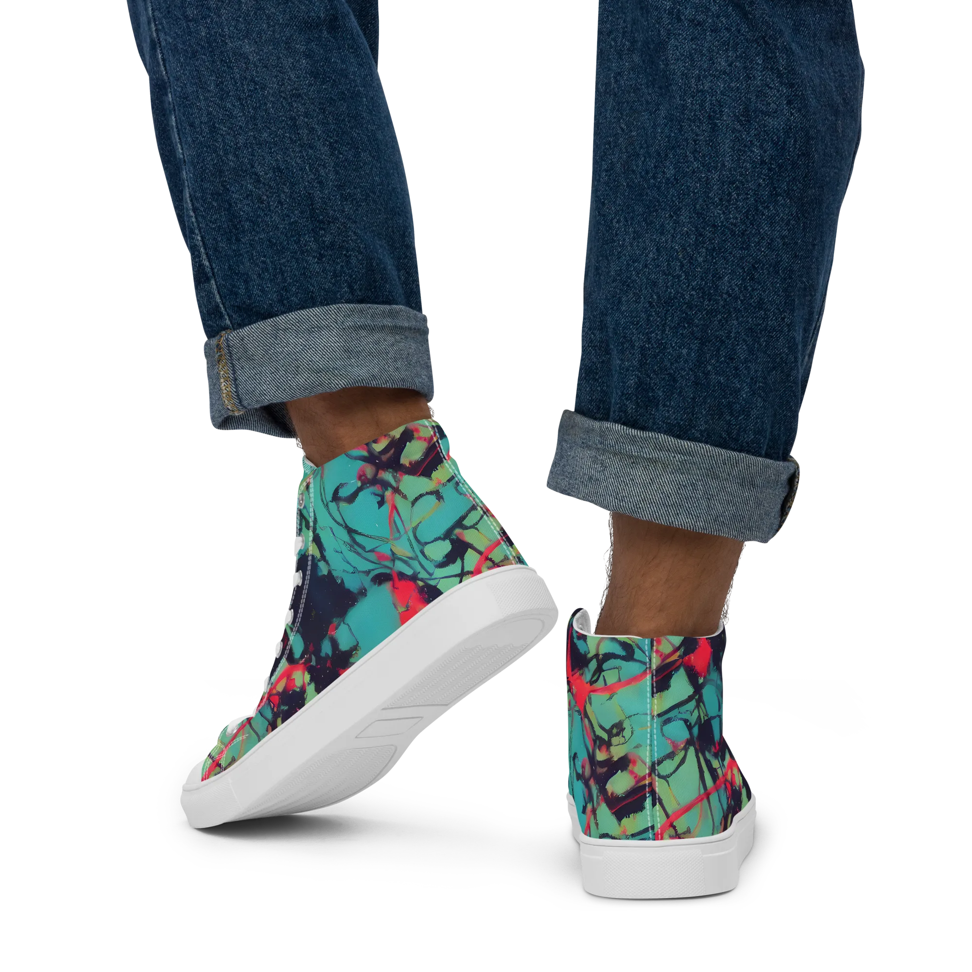 Ink Afterglow on Men's High Top Canvas Shoes — Back