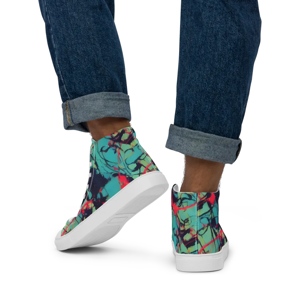 Ink Afterglow on Men's High Top Canvas Shoes — Back