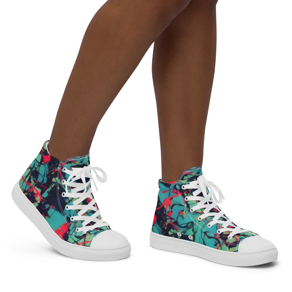 Ink Afterglow on Women's High Top Canvas Shoes — Right
