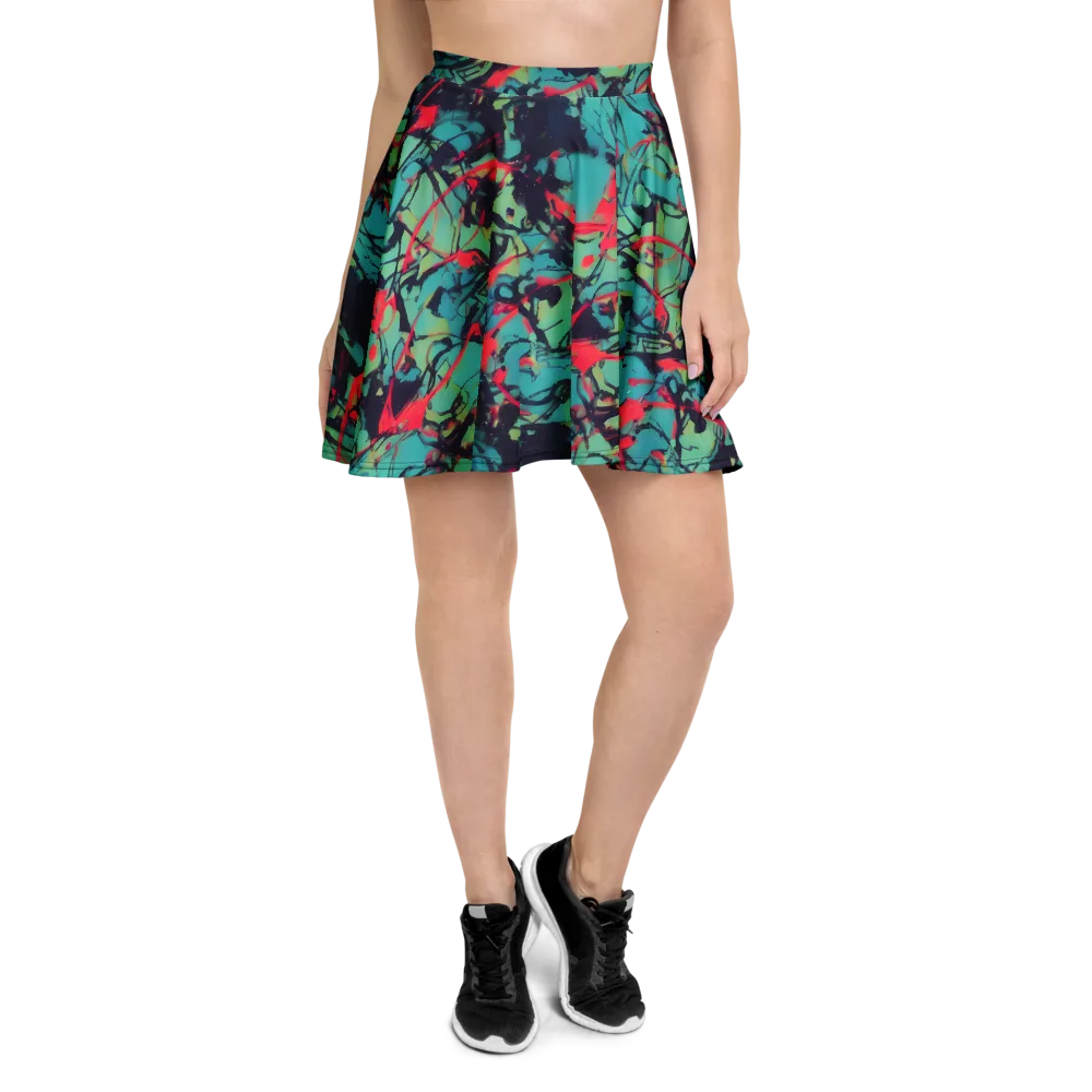 Ink Afterglow on Skater Skirt — Front