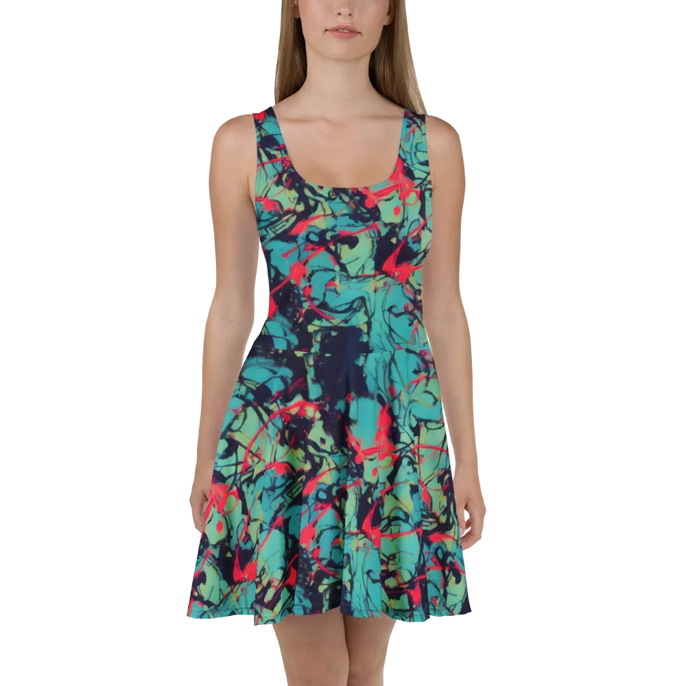 Ink Afterglow on Skater Dress — Front