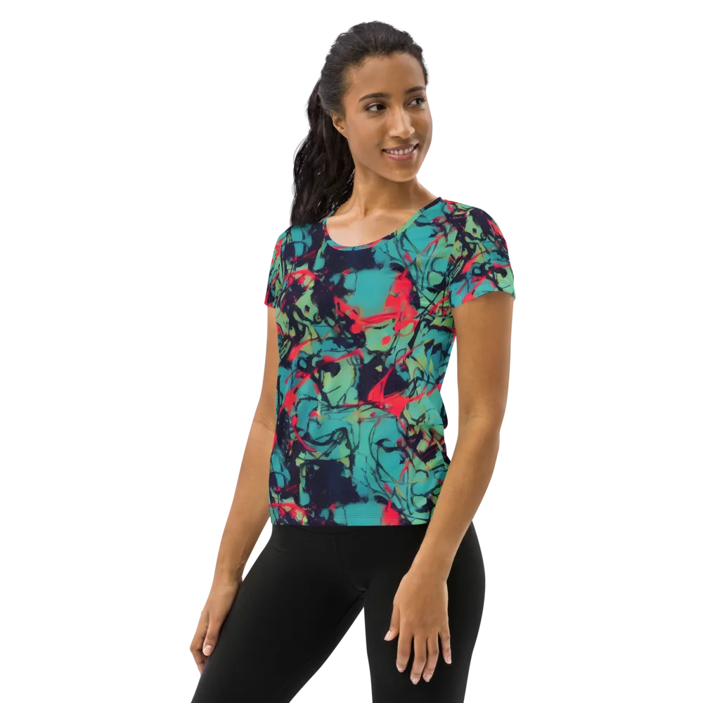 Ink Afterglow on Women's Athletic T-Shirt — Left