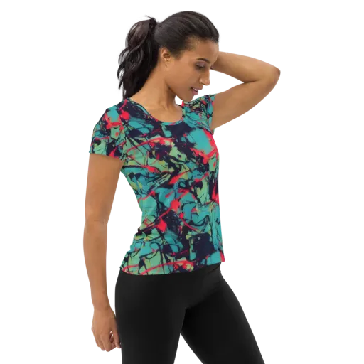 Ink Afterglow on a Women's Athletic T-Shirt