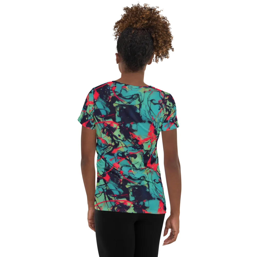 Ink Afterglow on Women's Athletic T-Shirt — Back