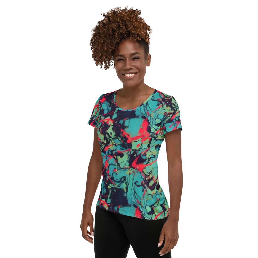 Ink Afterglow on Women's Athletic T-Shirt — Left