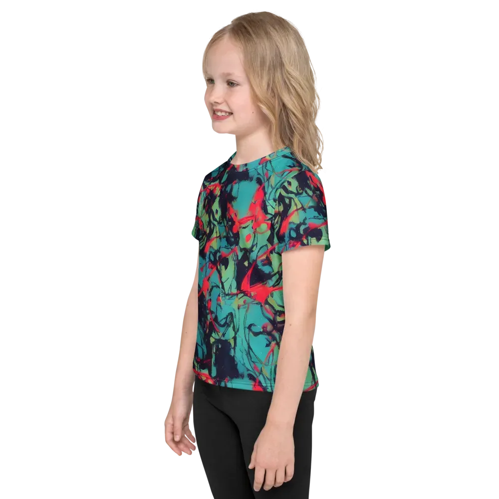 Ink Afterglow on Kids Crew Neck T-Shirt — Left