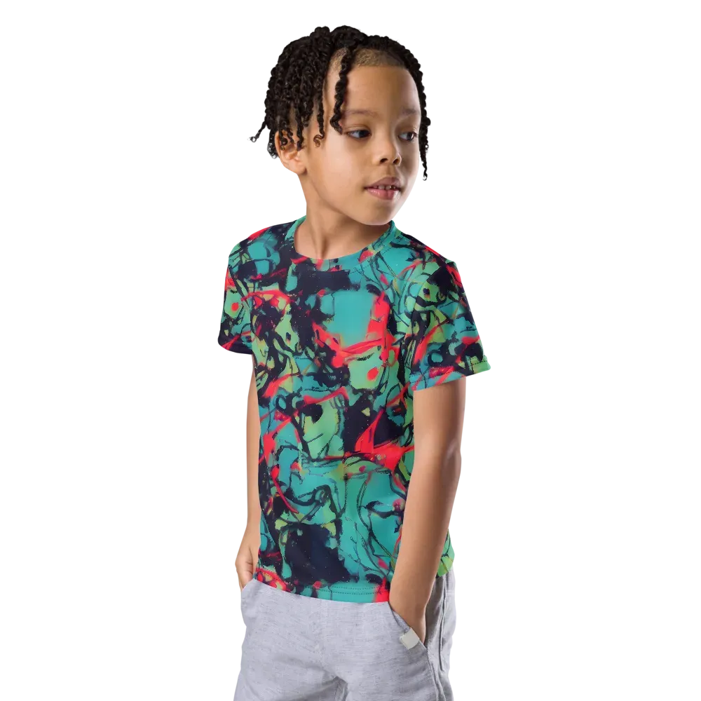 Ink Afterglow on Kids Crew Neck T-Shirt — Left Front