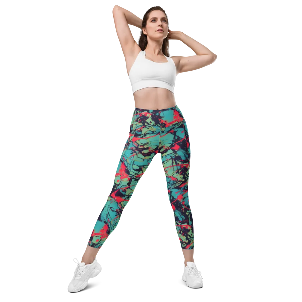 Ink Afterglow on Leggings with Pockets — Front