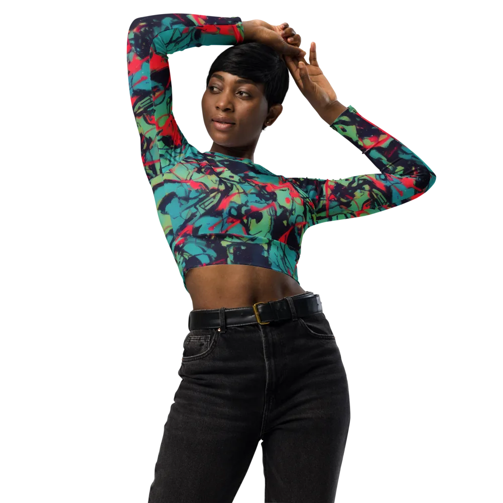 Ink Afterglow on Long Sleeve Crop Top — Front