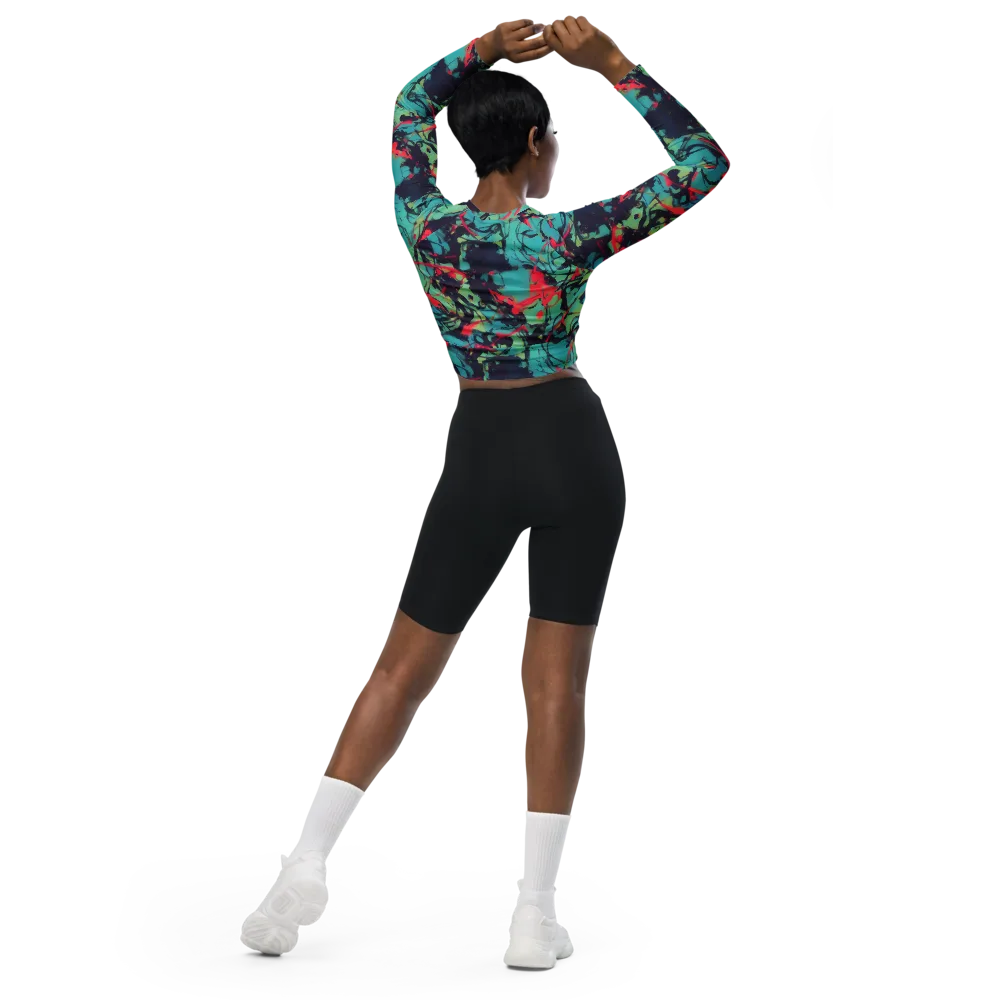 Ink Afterglow on Long Sleeve Crop Top — Back