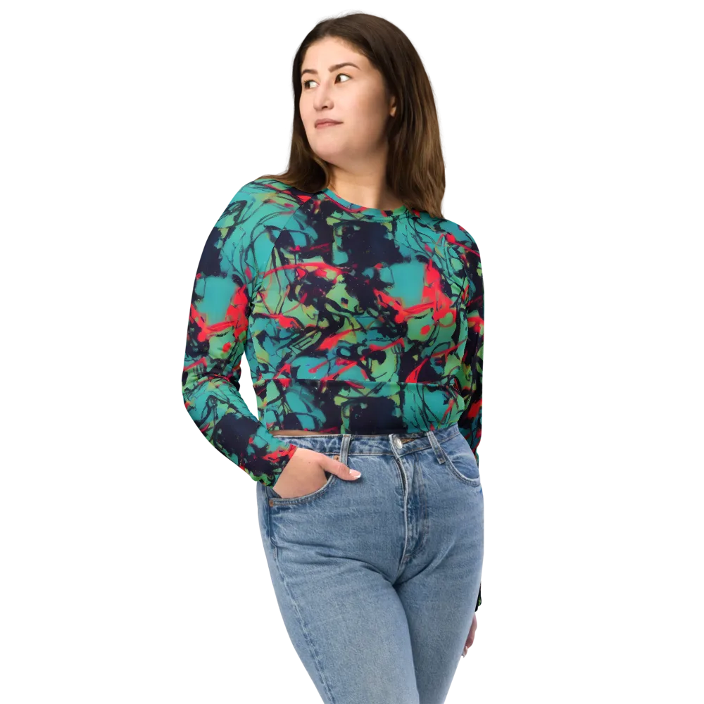 Ink Afterglow on Long Sleeve Crop Top — Front
