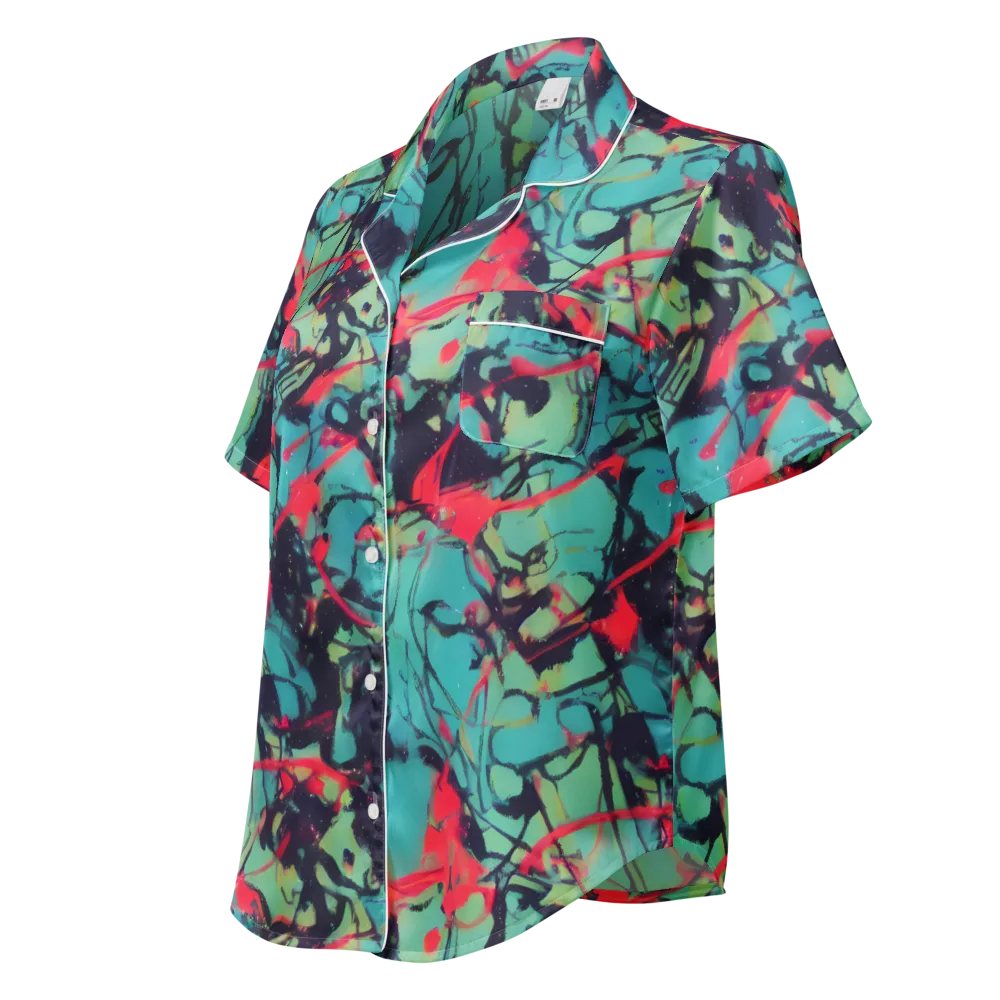 Ink Afterglow on Women's Short Sleeve Pajama Top — Left Front