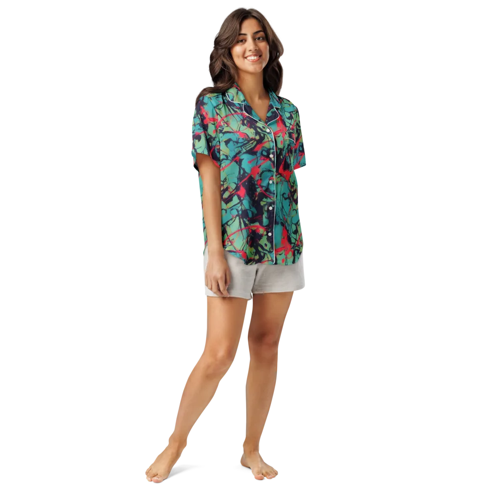 Ink Afterglow on Women's Short Sleeve Pajama Top — Front