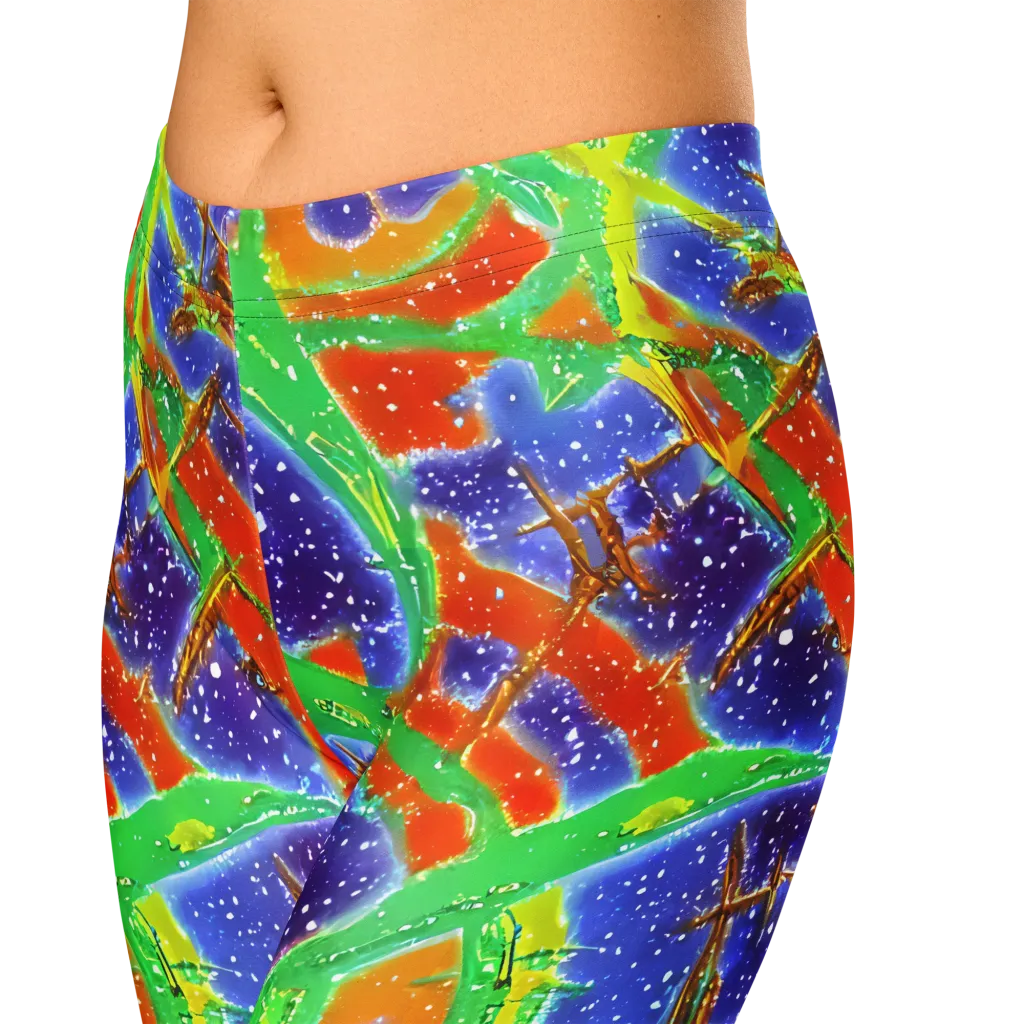Blue Ember Maze on Capri Leggings — Zoomed-in