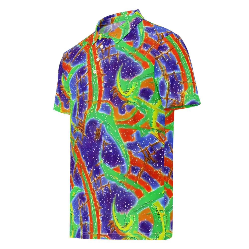 Blue Ember Maze on Men's Slim Fit Polo Shirt — Left Front