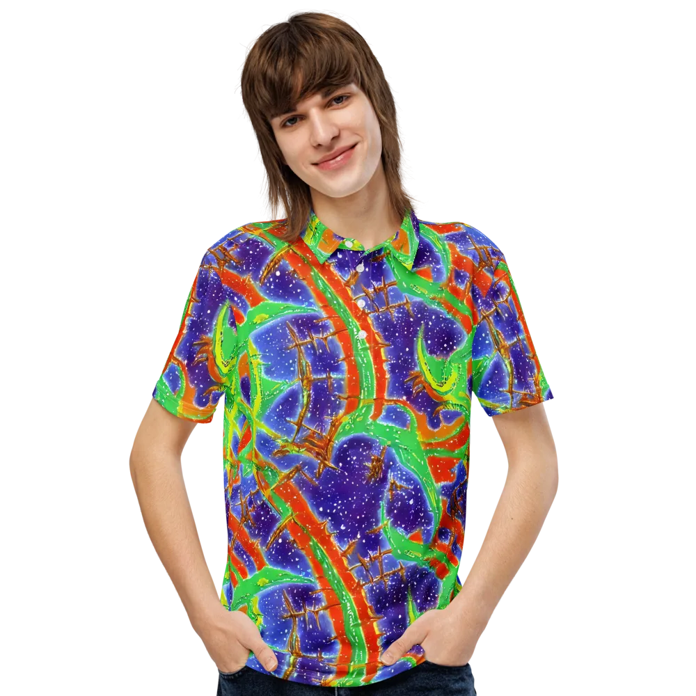Blue Ember Maze on Men's Slim Fit Polo Shirt — Front