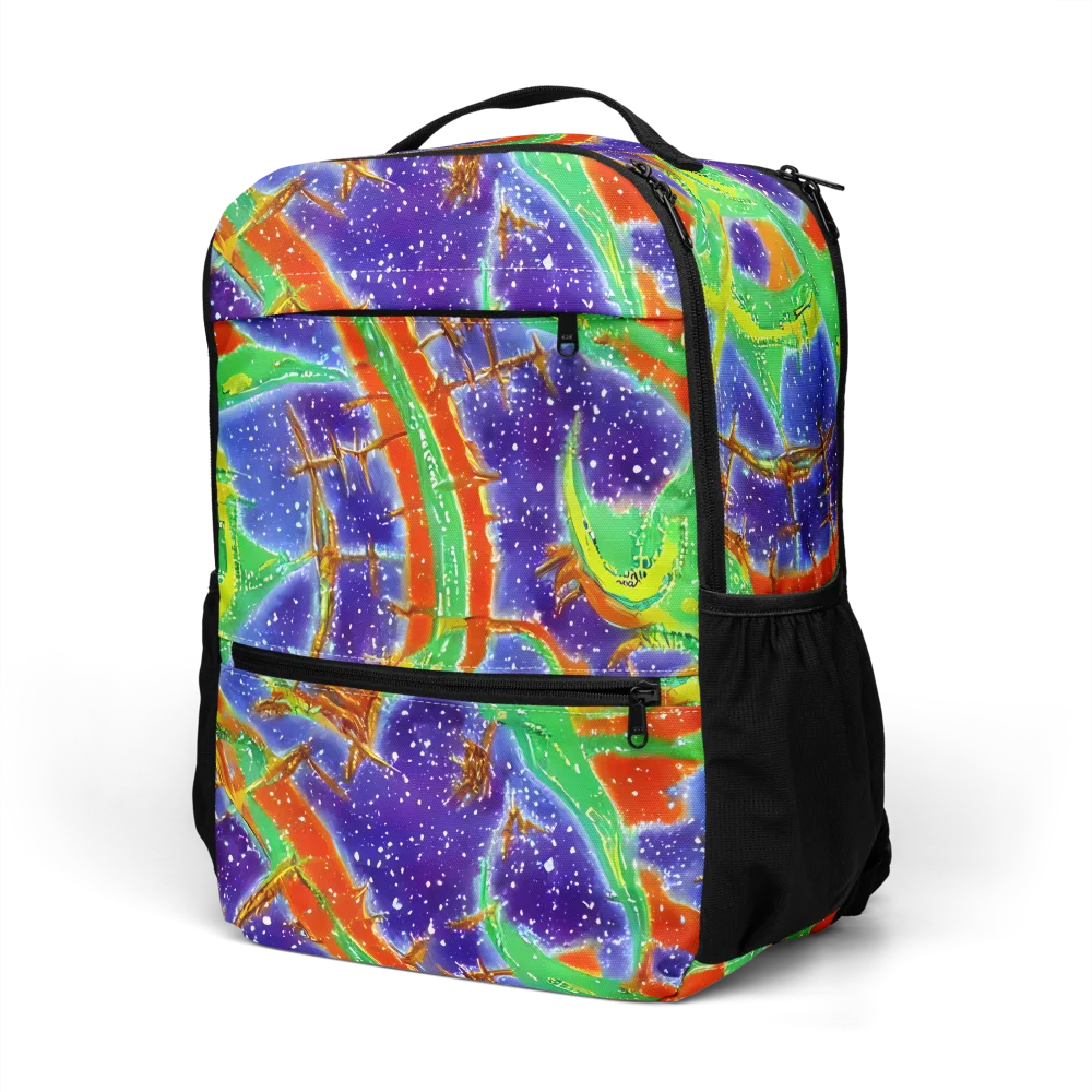 Blue Ember Maze on Utility Backpack — Left Front