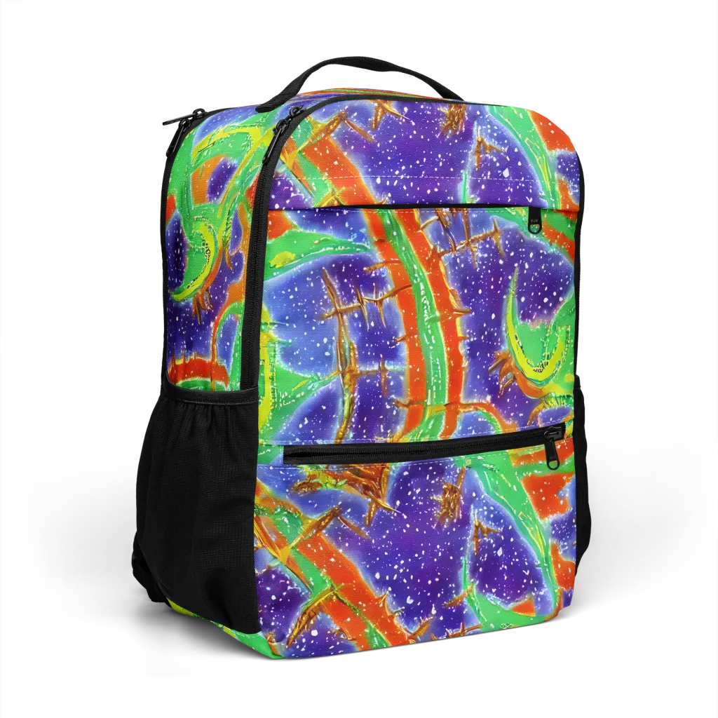 Blue Ember Maze on Utility Backpack — Right Front