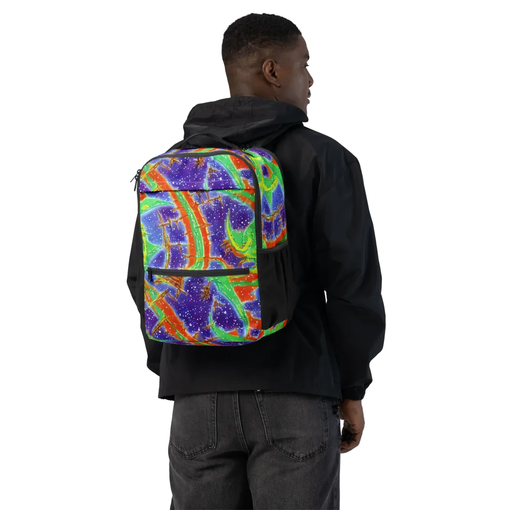 Blue Ember Maze on Utility Backpack — Back