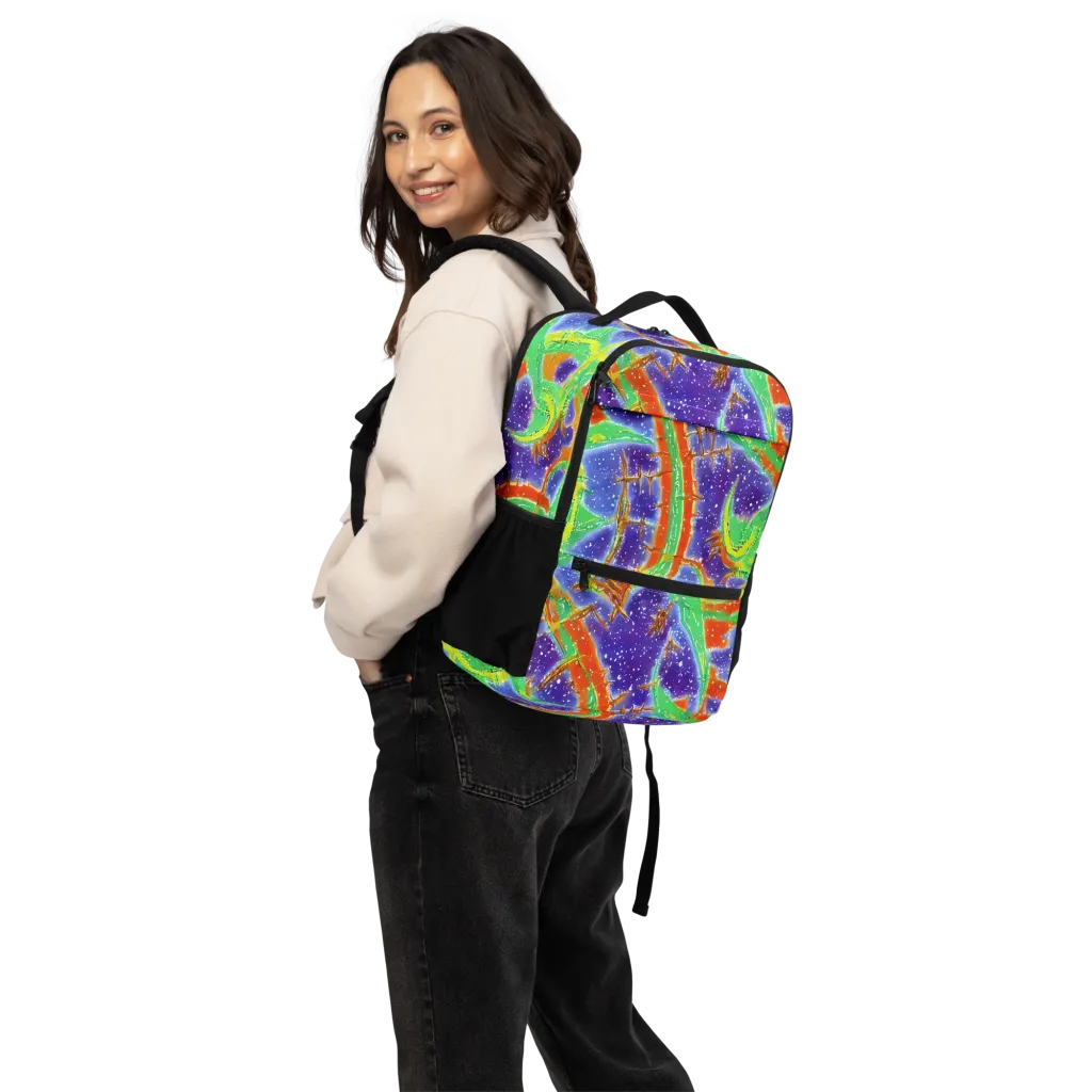 Blue Ember Maze on Utility Backpack — Back
