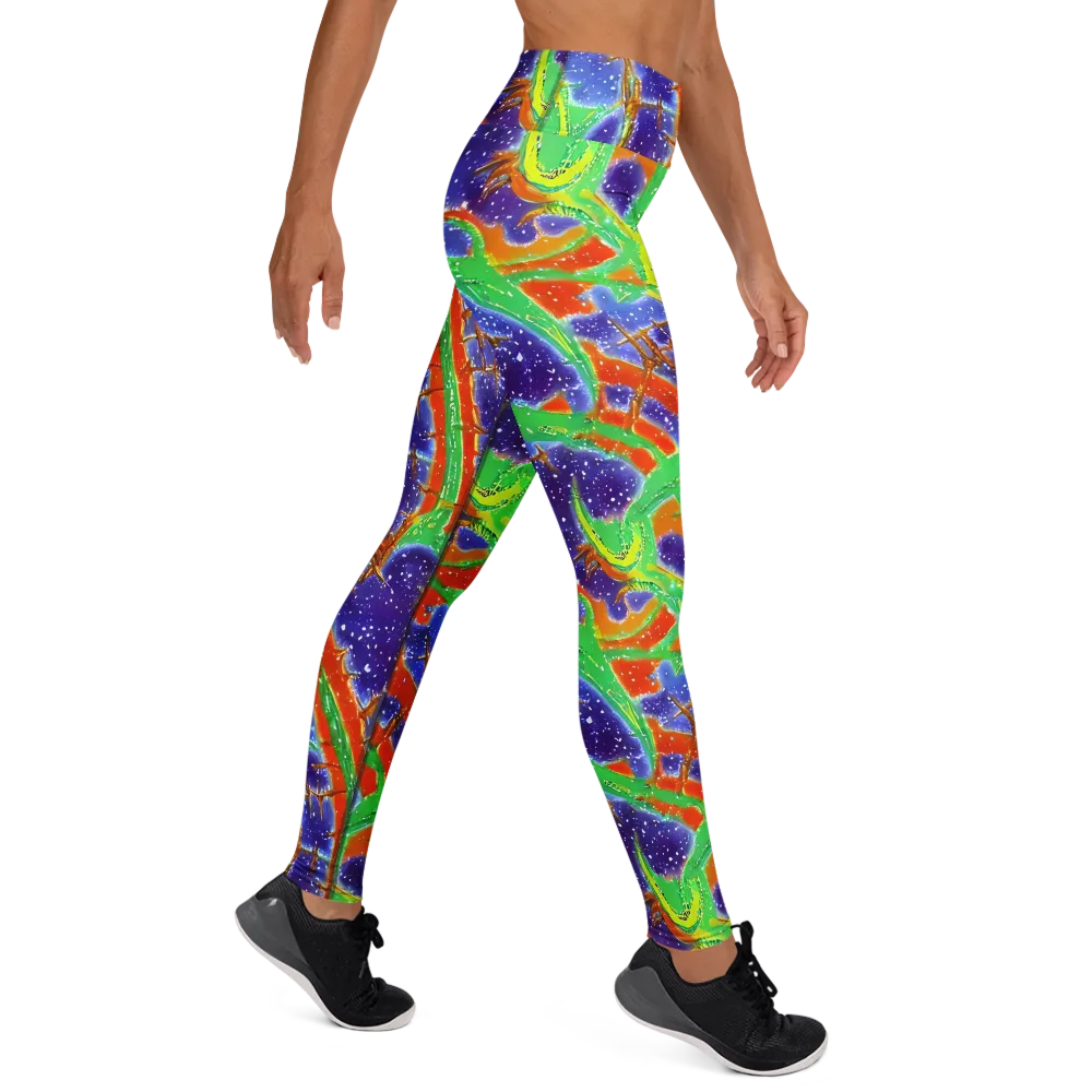 Blue Ember Maze on Yoga Leggings — Right
