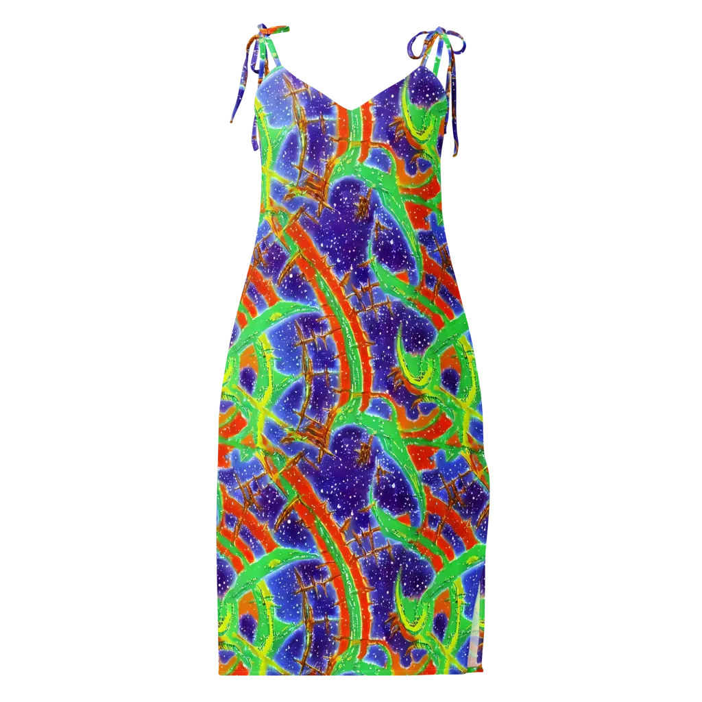 Blue Ember Maze on Slip Dress — Front