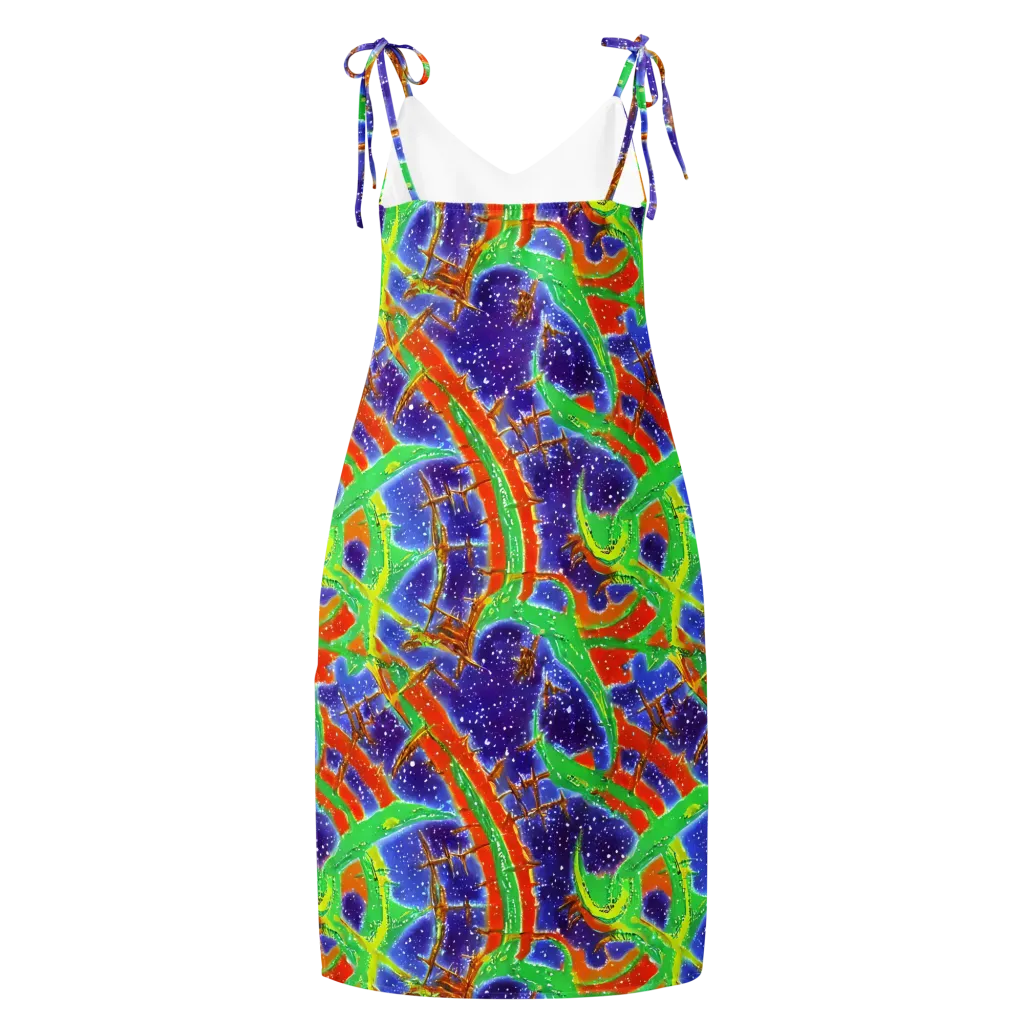 Blue Ember Maze on Slip Dress — Back
