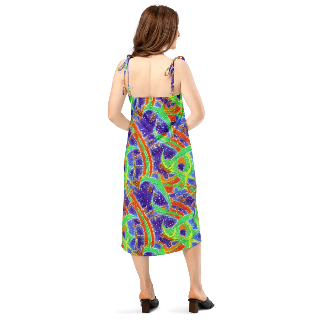Blue Ember Maze on Slip Dress — Back