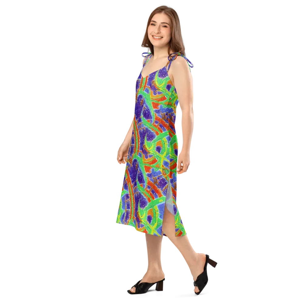 Blue Ember Maze on Slip Dress — Left Front