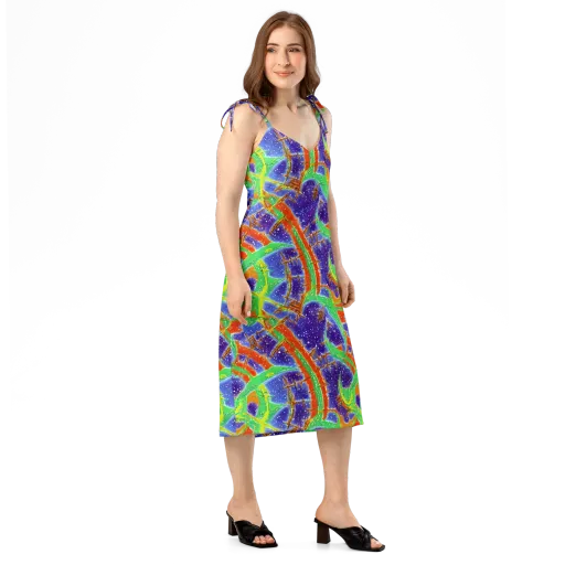 Blue Ember Maze on a Slip Dress