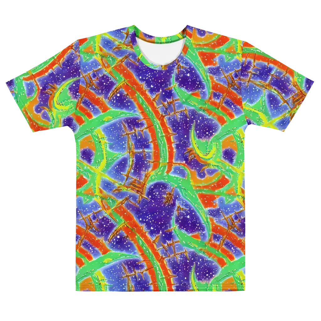 Blue Ember Maze on Men's Cotton Crew Neck T-Shirt — Front