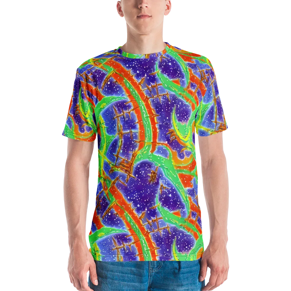 Blue Ember Maze on Men's Crew Neck T-Shirt — Front
