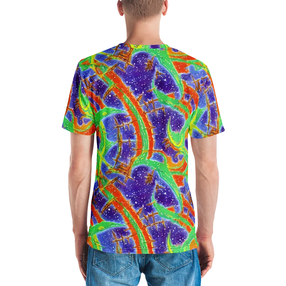 Blue Ember Maze on Men's Crew Neck T-Shirt — Back