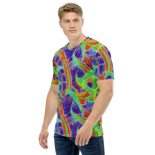 Blue Ember Maze on a Men's Crew Neck T-Shirt