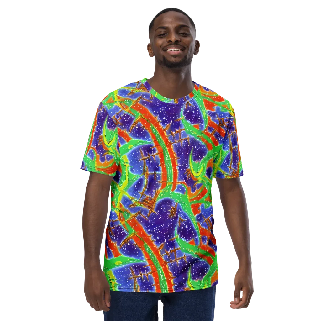 Blue Ember Maze on Men's Crew Neck T-Shirt — Front