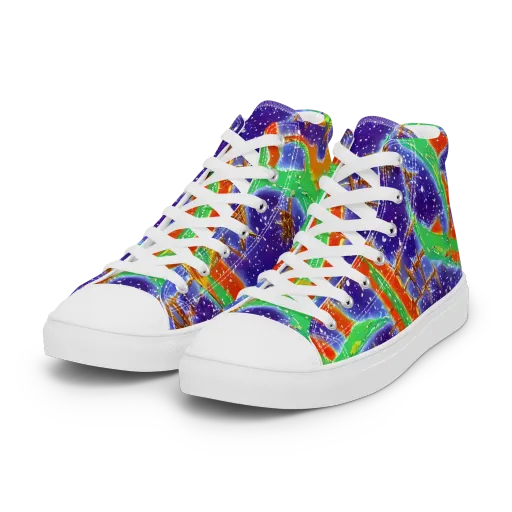 Blue Ember Maze on a Women's High Top Canvas Shoes