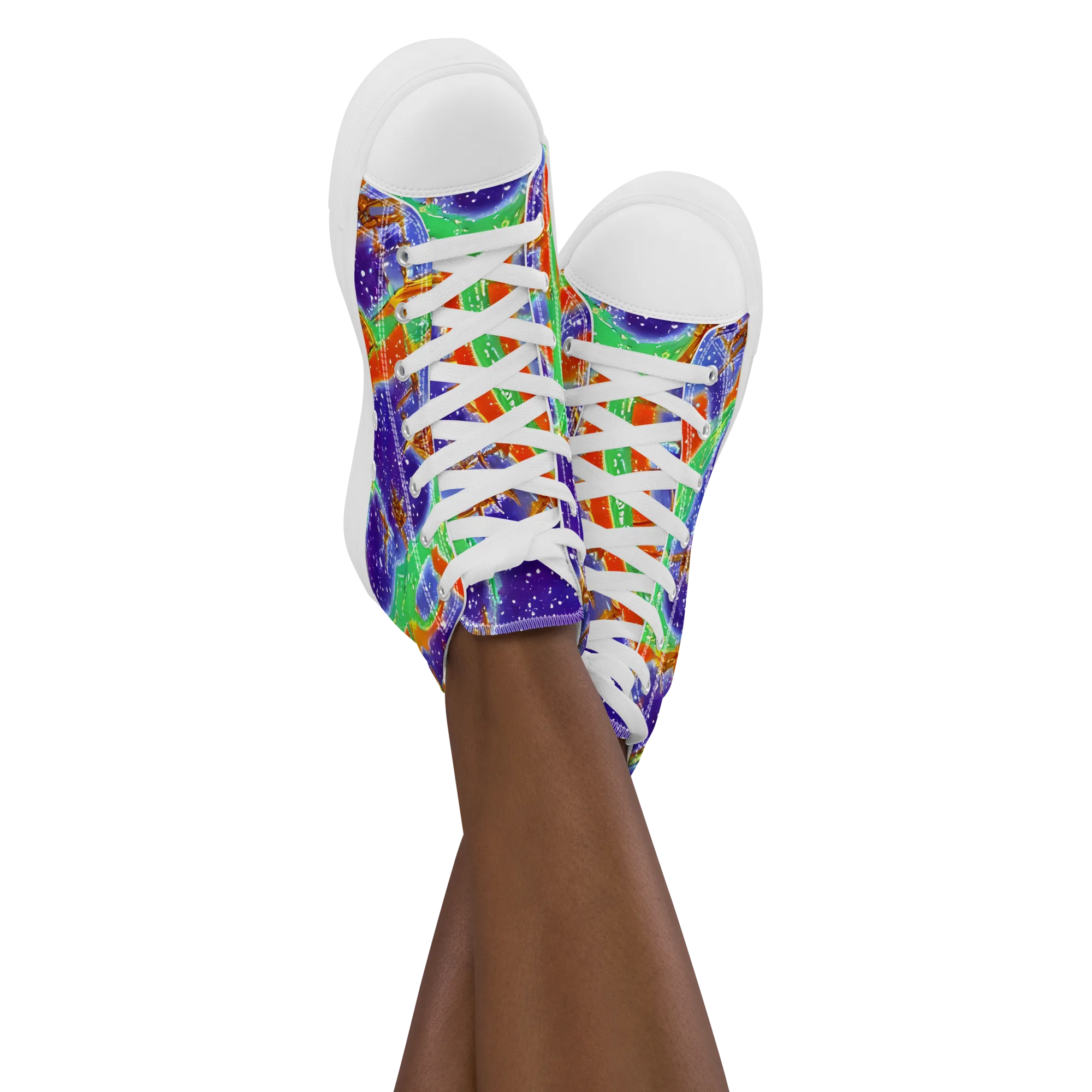 Blue Ember Maze on Women's High Top Canvas Shoes — Front