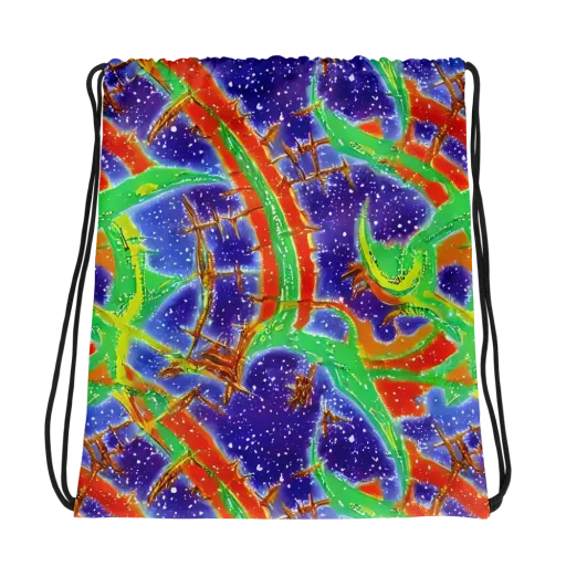 Blue Ember Maze on a Drawstring Bag