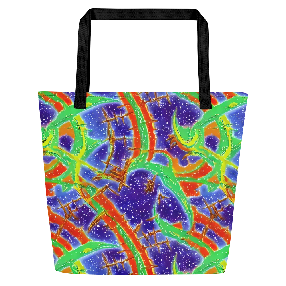 Blue Ember Maze on Large Tote Bag W/ Pocket — Front