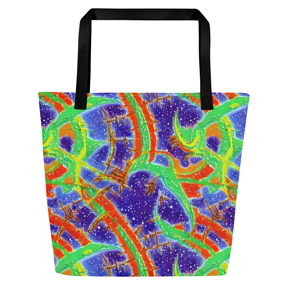 Blue Ember Maze on Large Tote Bag W/ Pocket — Front