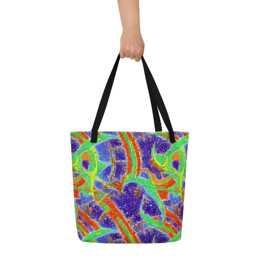 Blue Ember Maze on a Large Tote Bag W/ Pocket
