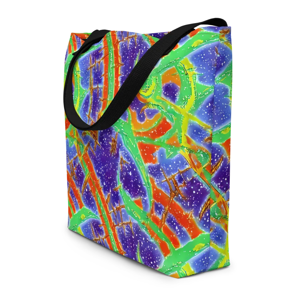 Blue Ember Maze on Large Tote Bag W/ Pocket — Front