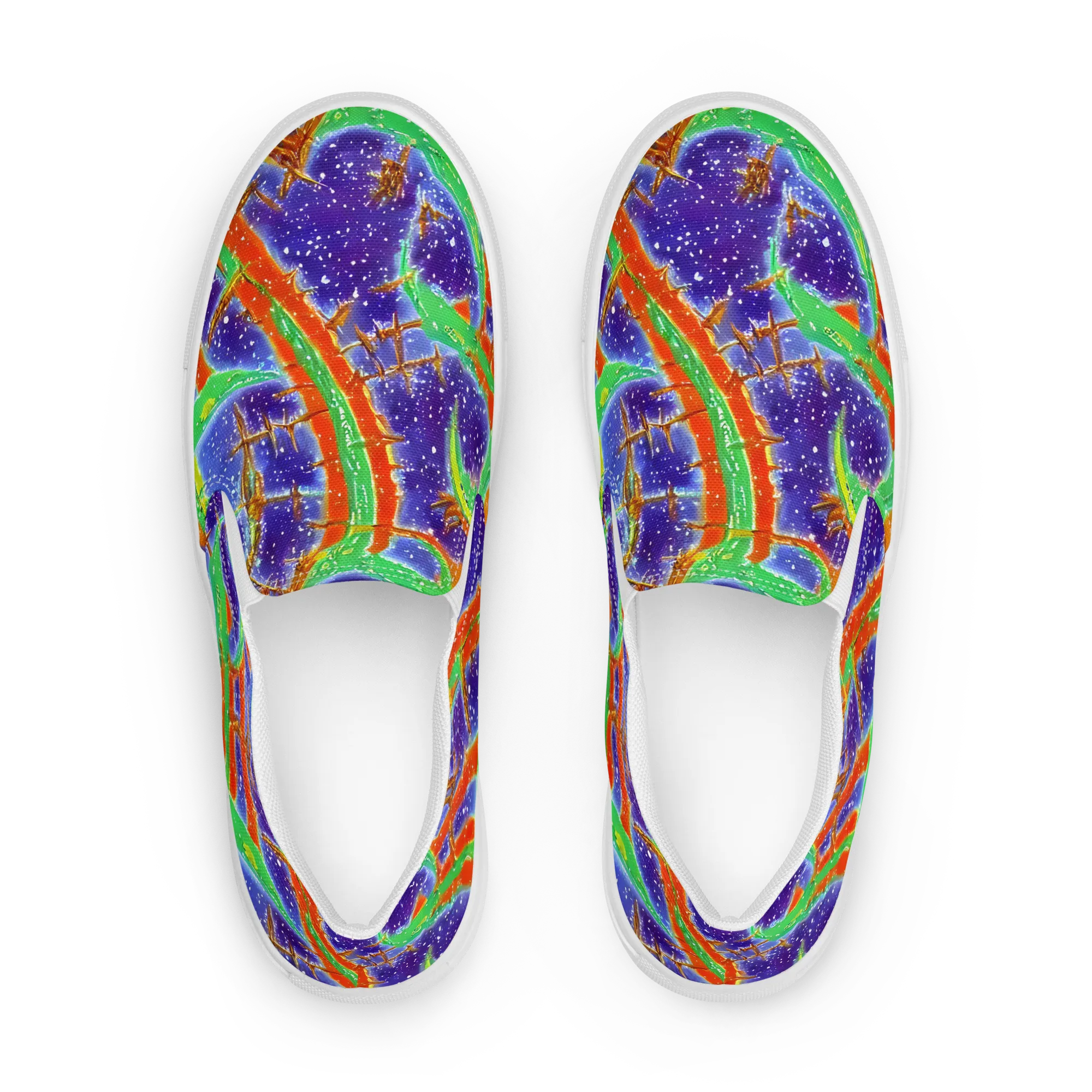 Blue Ember Maze on Women's Slip-On Canvas Shoes — Front