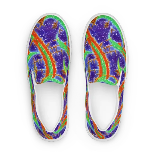 Blue Ember Maze on a Women's Slip-On Canvas Shoes